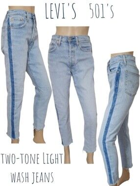Levi's Women's 501 high waist two-tone Light wash jeans S40197 Ankle crop 24 25